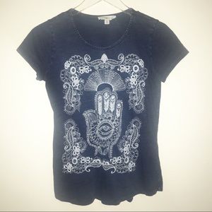 Lucky Brand Lucky Lotus Hamsa Hand Embroidered Tee